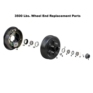 Brake H&D 545, 3.5k, 1/2" Stud Complete Pre Greased Kit